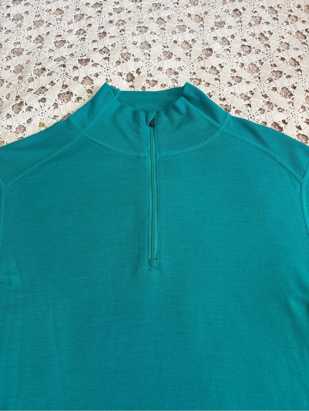 ibex Woolies 1 Women’s Quarter Zip Baselayer Teal Size Small - Picture 2 of 7